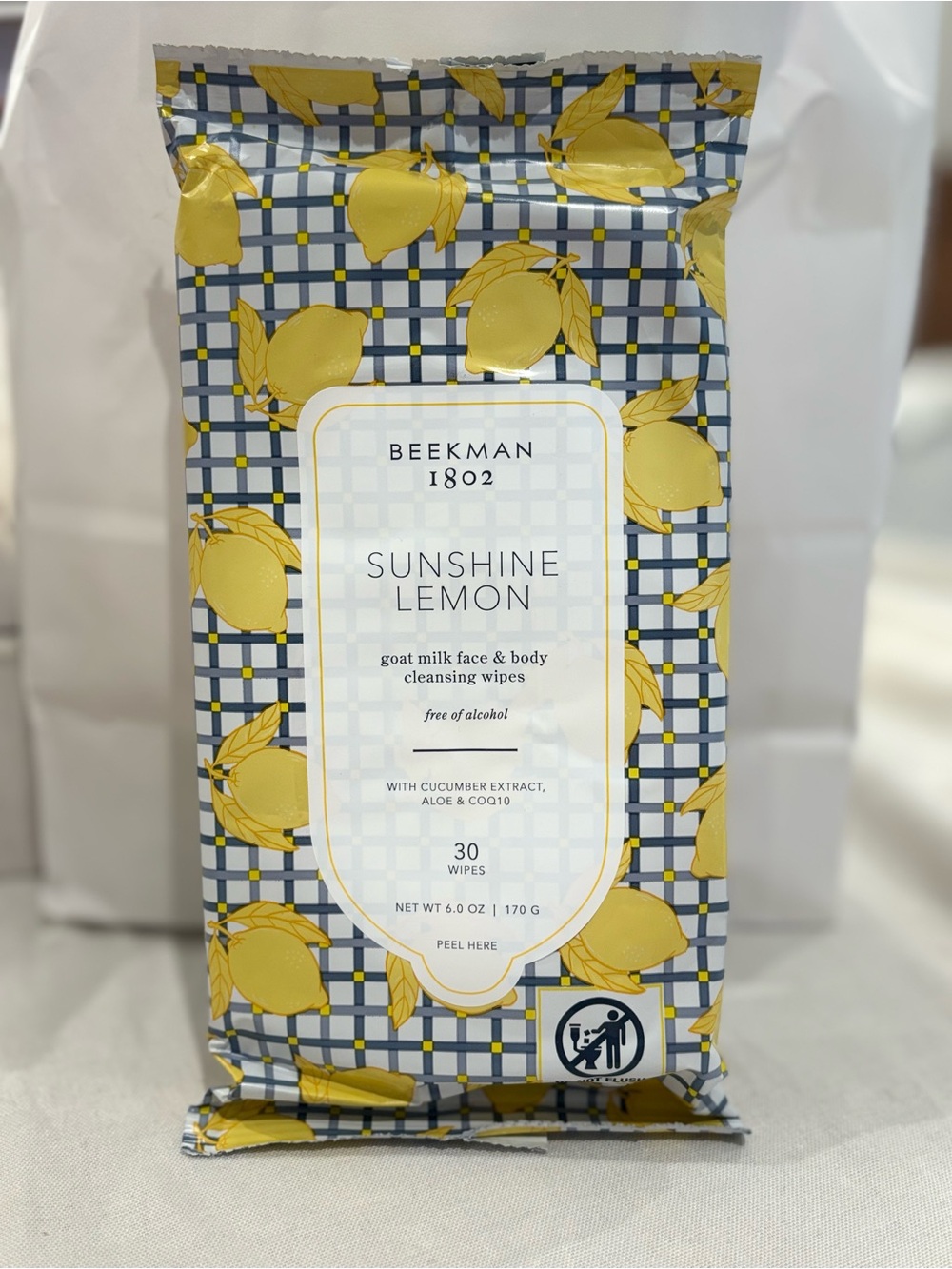 Beekman 1802 Sunshine Lemon Goat Milk Face & Body Wipes 30 Ct New